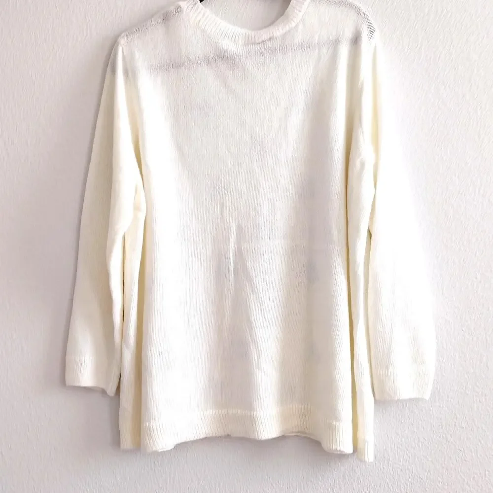 CJ Banks Women Plus Size 3x White Blue Polka Dot Knit Sweater NEW Soft Whimsy